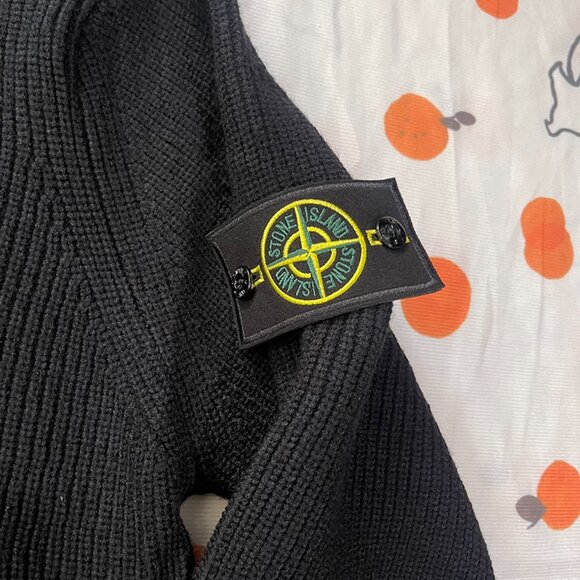 Stone Island Ribbed Cardigan in Black - Picture 3 of 8